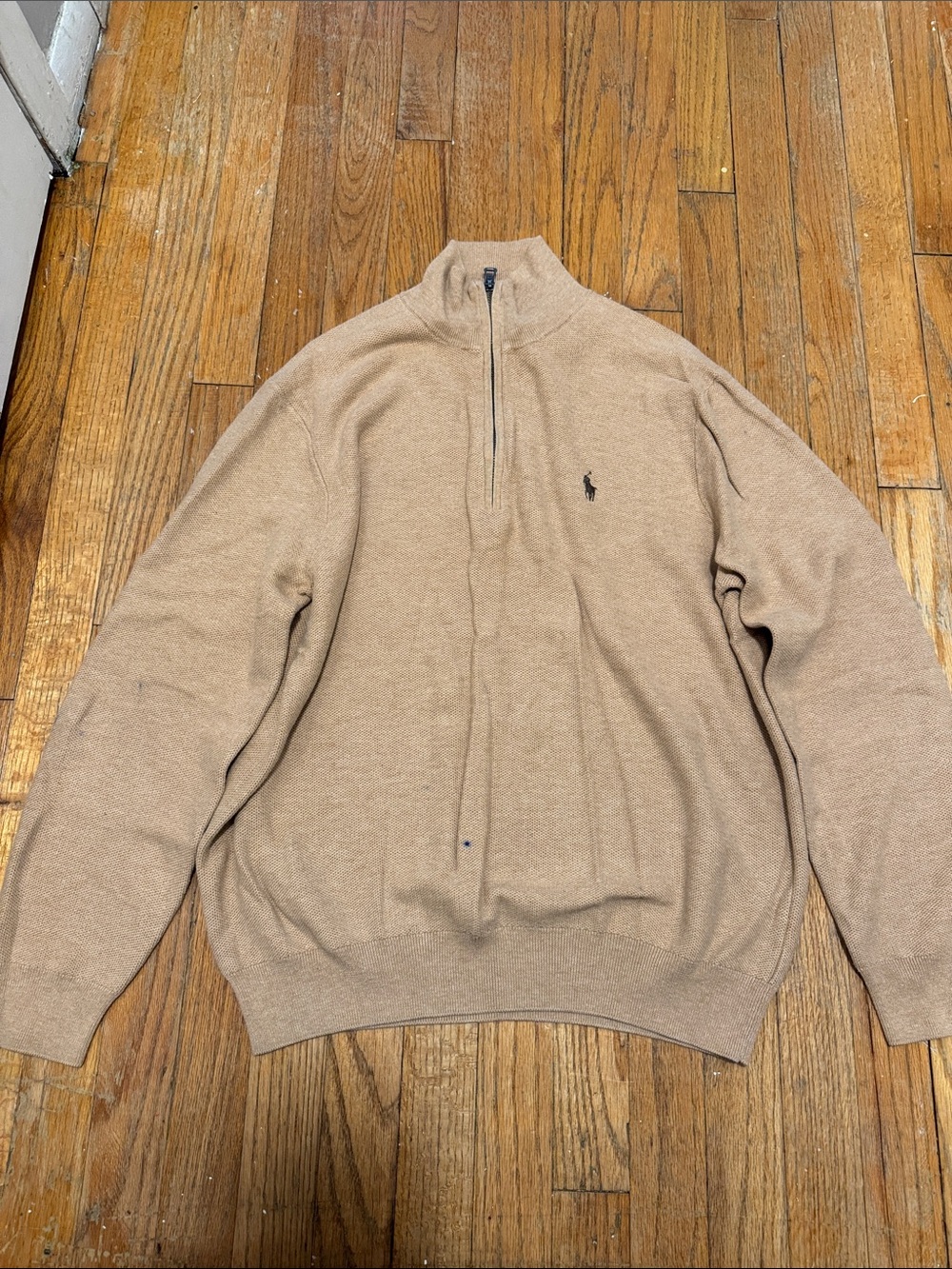 Ralph Lauren Tan Half-Zip Polo Sweater